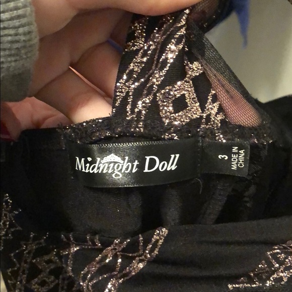 Black with shiny rose gold tight dress - Picture 3 of 7